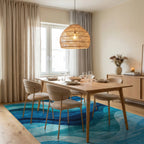 Deep Blue Oceanic Wave Rug - Dining Room View