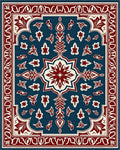 Deep Blue Red Floral Medallion Rug - Cutout View