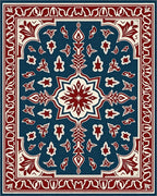 Deep Blue Red Floral Medallion Rug - Cutout View