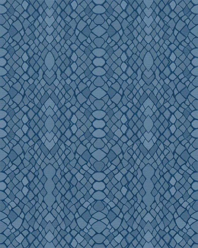 Deep Blue Reptile Scales Rug - Cutout View