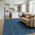 Deep Blue Reptile Scales Rug Living Room View