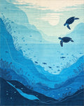 Deep Blue Sea Turtle Marine Life Rug - Cutout View