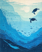 Deep Blue Sea Turtle Marine Life Rug - Cutout View