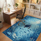 Deep Blue Sea Turtle Reef Rug - Office View