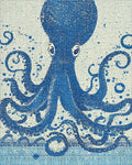 Deep Blue Textured Octopus Swirl Rug - Cutout View