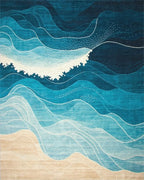 Deep Blue Waves Sandy Beach Rug - Cutout View