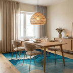 Deep Blue Waves Sandy Beach Rug - Dining Room View