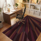 Deep Burgundy Abstract Splayed Stripes Rug Office View