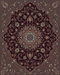 Deep Burgundy Floral Medallion Arabesque Rug - Cutout View