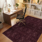 Deep Burgundy Geometric Diamond Arrangement Rug Office View