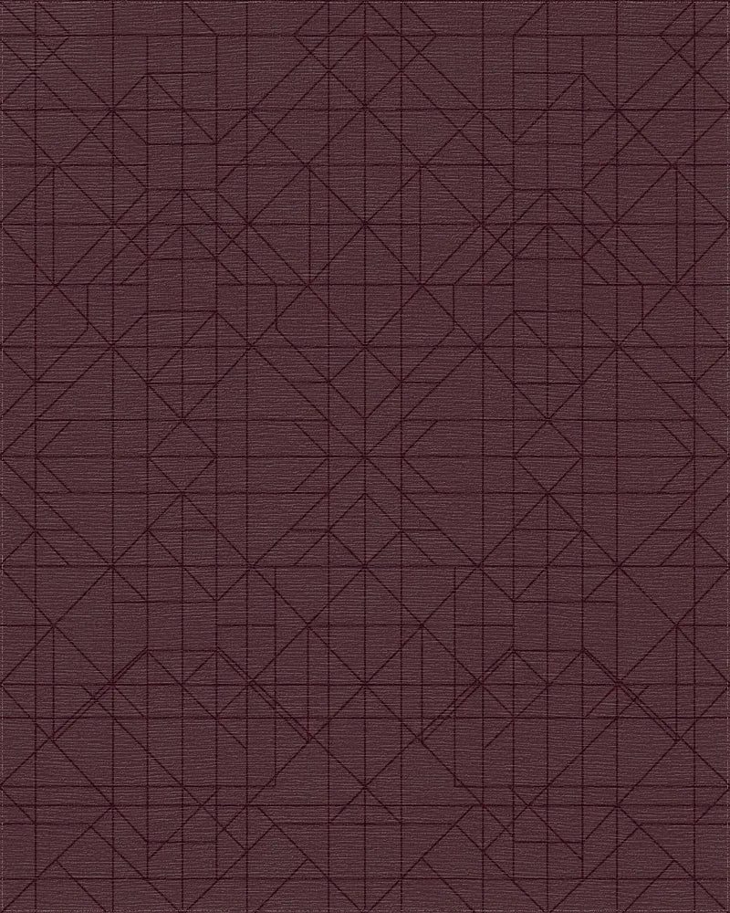 Deep Burgundy Geometric Lattice Rug - Cutout View