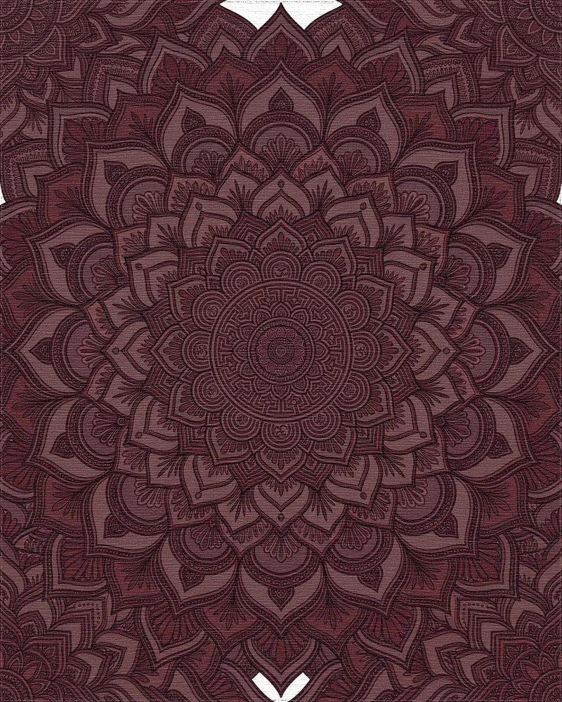 Deep Burgundy Mandala Bloom Rug - Cutout View