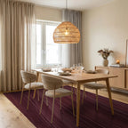 Deep Burgundy Swirling Wavy Lines Rug Dining Room View