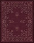 Deep Crimson Damask Floral Scroll Rug - Cutout View