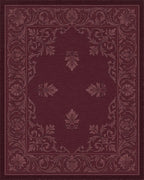 Deep Crimson Damask Floral Scroll Rug - Cutout View