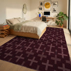 Deep Crimson Plus Motif Rug Bedroom View
