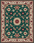 Deep Emerald Bloom Border Arrangement Rug - Cutout View
