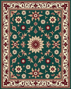 Deep Emerald Bloom Border Arrangement Rug - Cutout View
