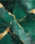 Deep Emerald Gold Vein Abstraction Rug - Cutout View