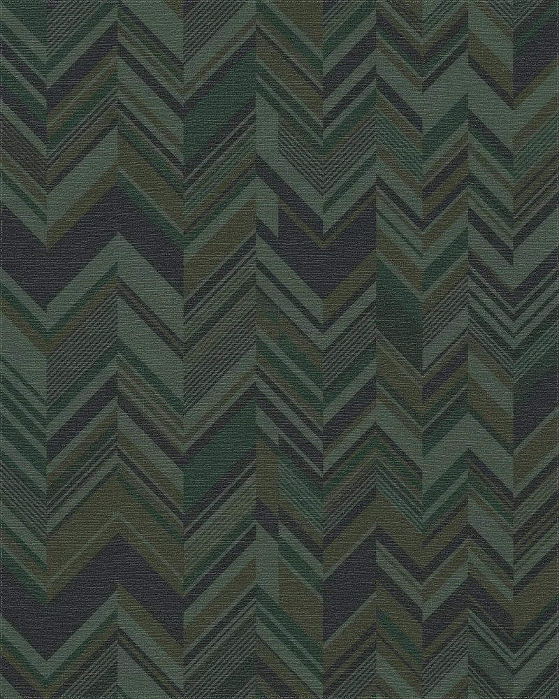 Deep Forest Green Chevron Stripes Rug - Cutout View