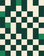 Deep Green Checkerboard Squares Rug - Cutout View