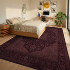 Deep Maroon Floral Medallion Center Rug Bedroom View