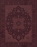 Deep Maroon Floral Medallion Center Rug - Cutout View