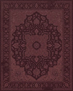 Deep Maroon Floral Medallion Center Rug - Cutout View