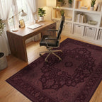 Deep Maroon Floral Medallion Center Rug Office View