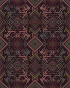 Deep Maroon Geometric Tribal Diamond Rug - Cutout View