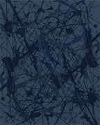 Deep Navy Splatter Abstract Rug - Cutout View