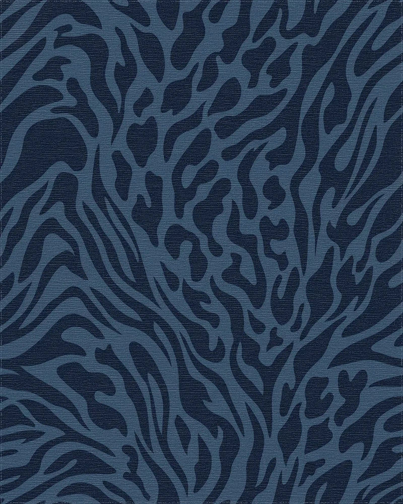 Deep Navy Wild Animal Imprint Rug - Cutout View