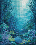 Deep Ocean Coral Reef Scene Rug - Cutout View