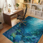 Deep Ocean Coral Reef Scene Rug - Office View
