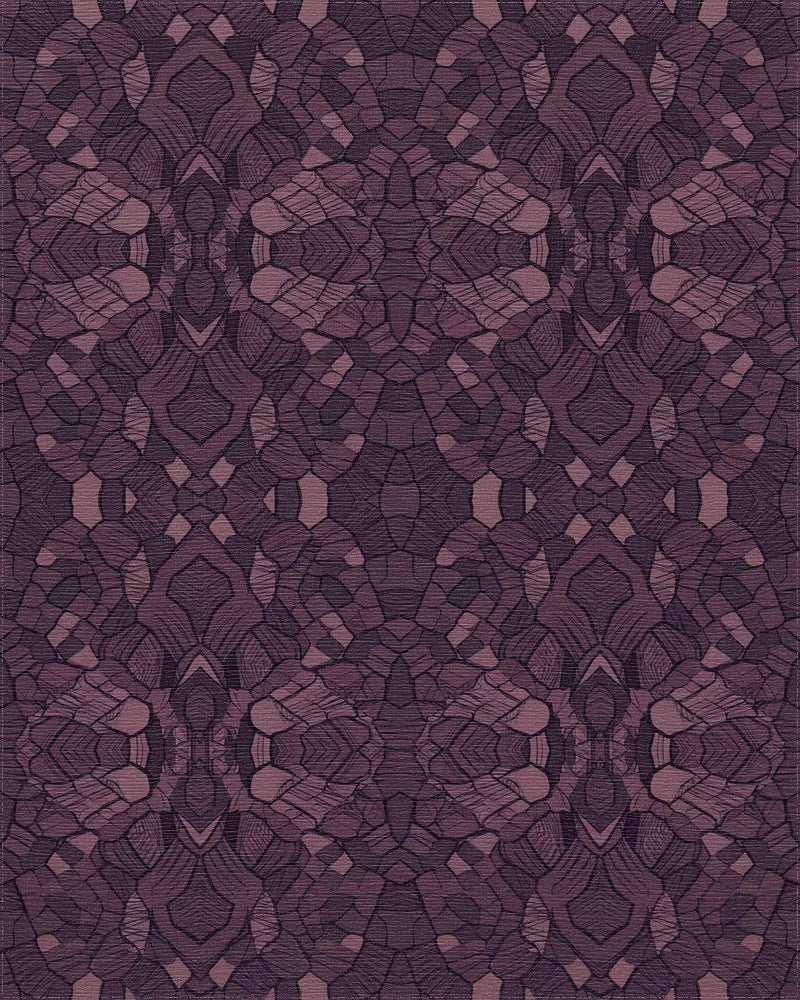 Deep Plum Abstract Organic Shapes Rug - Cutout View