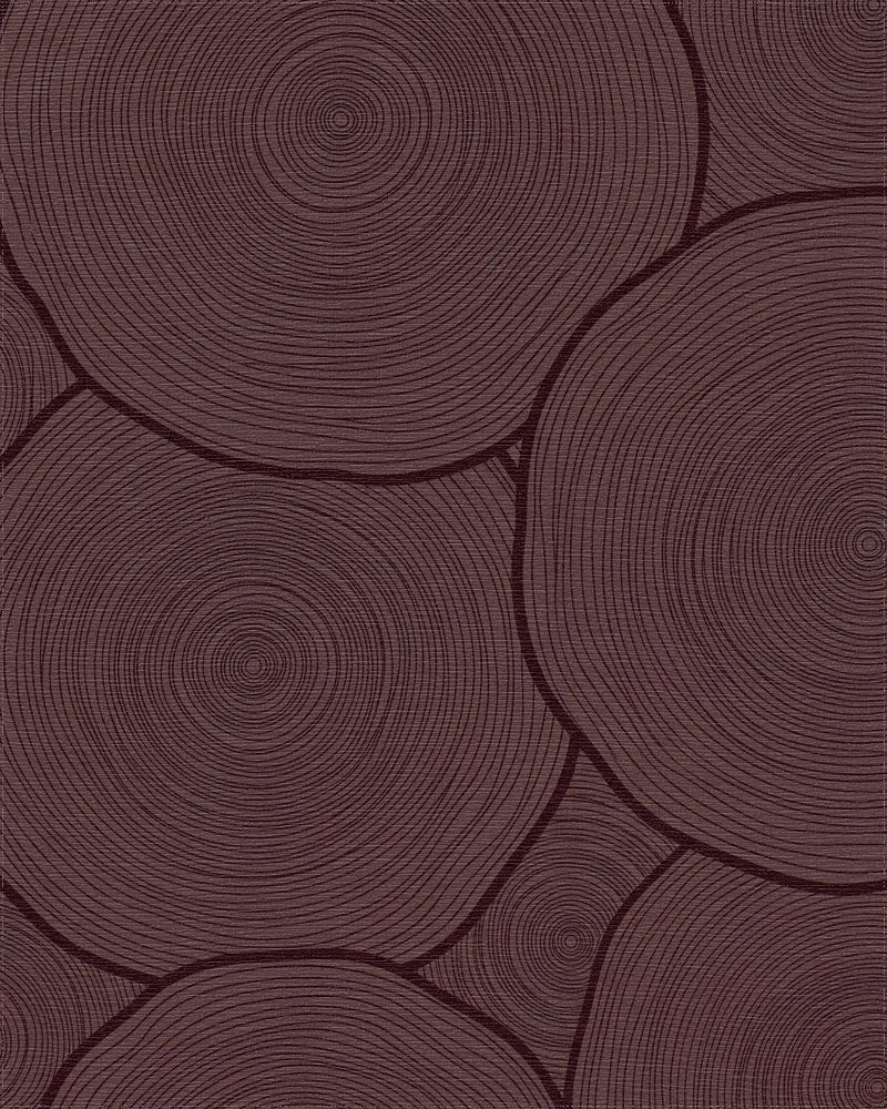 Deep Plum Circular Wood Grain Rug - Cutout View