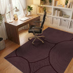 Deep Plum Circular Wood Grain Rug Office View