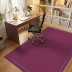 Deep Plum Geometric Border Rug Office View