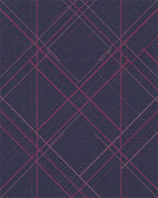 Deep Plum Intersecting Lines Rug - Cutout View