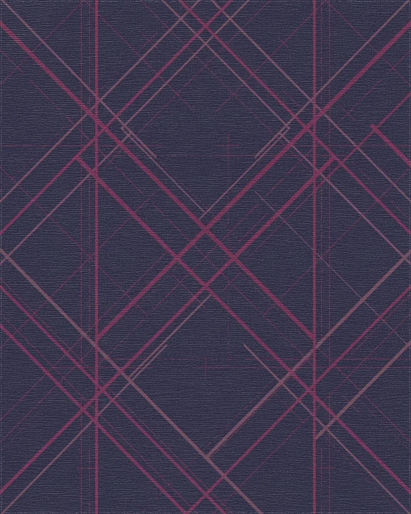 Deep Plum Intersecting Lines Rug - Cutout View