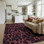Deep Plum Leopard Spot Rug Living Room View