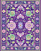 Deep Purple Floral Botanical Garden Rug - Cutout View