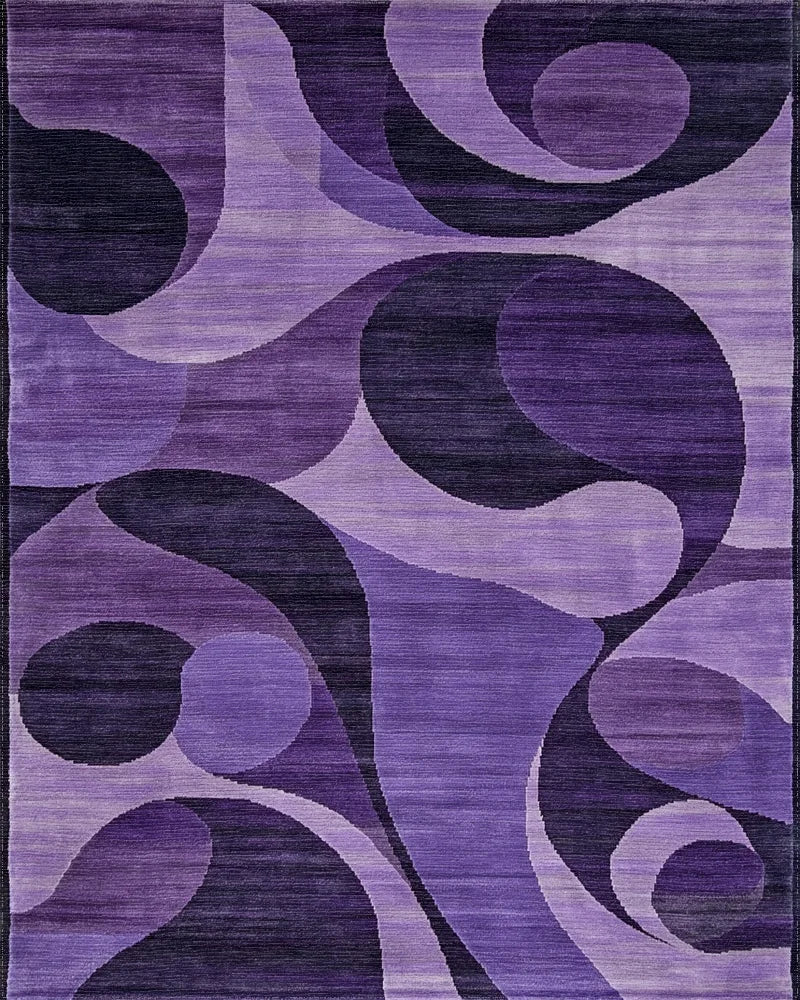 Deep Purple Swirl Abstract Art Rug - Cutout View
