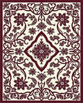 Deep Red Floral Scrollwork Symmetry Rug - Cutout View