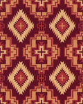 Deep Red Geometric Diamond Sunburst Rug - Cutout View