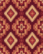 Deep Red Geometric Diamond Sunburst Rug - Cutout View