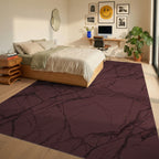 Deep Red Veined Stone Texture Rug Bedroom View