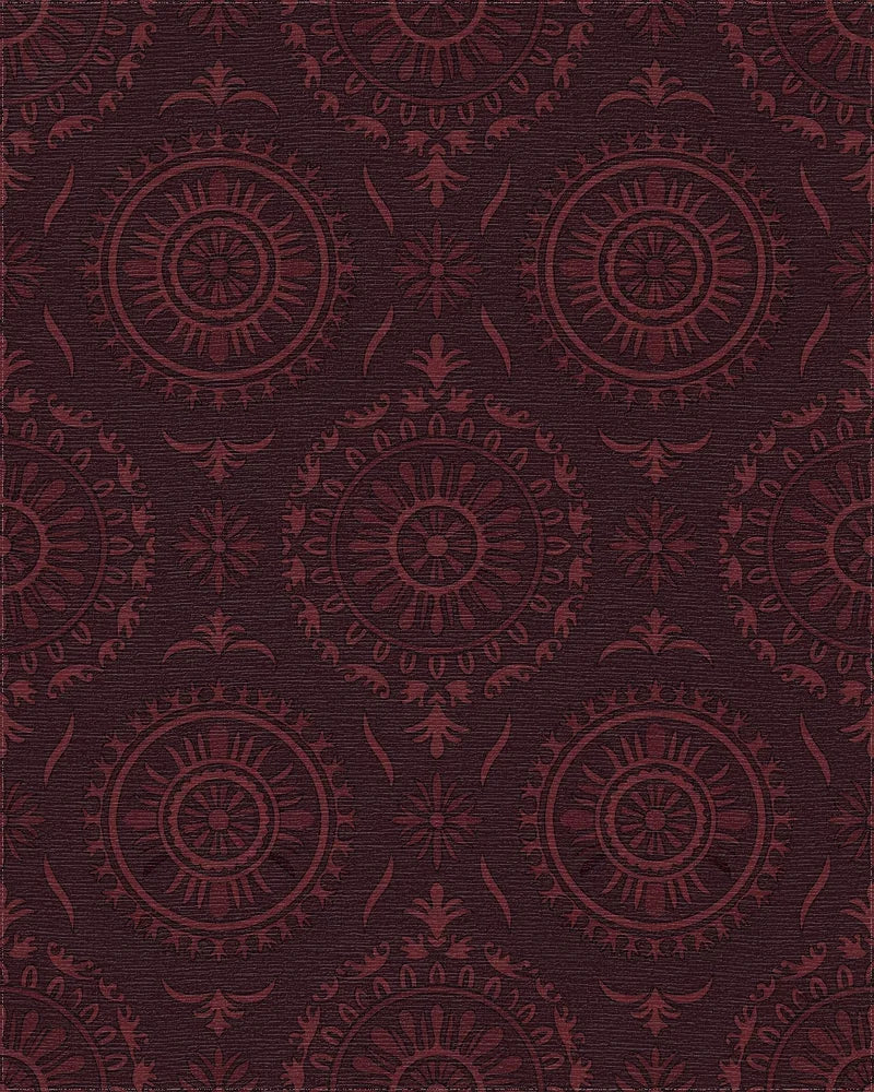 Deep Ruby Floral Medallion Radiance Rug - Cutout View