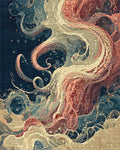 Deep Sea Crimson Kraken Swirl Rug - Cutout View