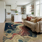 Deep Sea Crimson Kraken Swirl Rug Living Room View